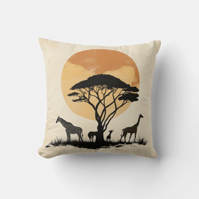 Giraffe Sunset Safari Pillow Kudde (Framsida)