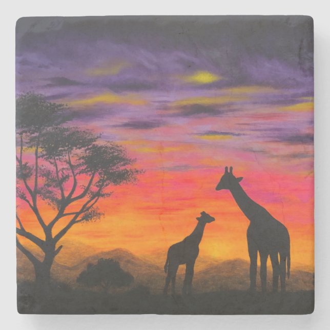 "Giraffe Sunset" Underlägg av Greggs Deep Färg (Framsidan)