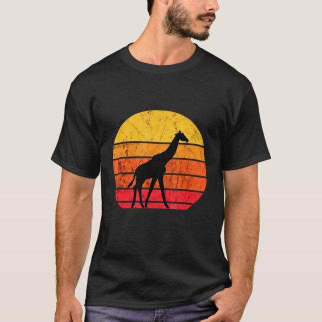 Giraffe Sunset Wildlife Safari African Animals T Shirt (Framsida)