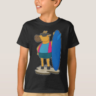 Giraffe Surfer Surfboard T Shirt