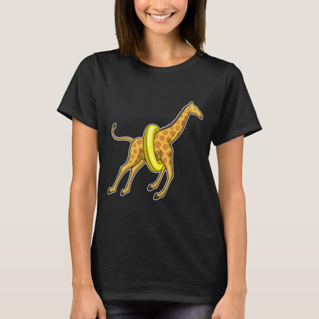 Giraffe Swimming Life buoy T Shirt (Framsida)