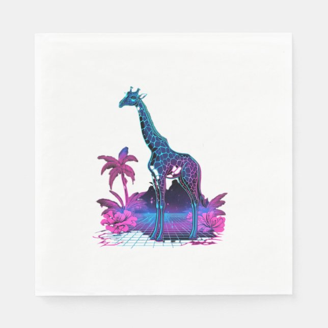 Giraffe Synthwave Vaporwave Art Pappersservett (Framsidan)