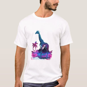 Giraffe Synthwave Vaporwave Art T Shirt