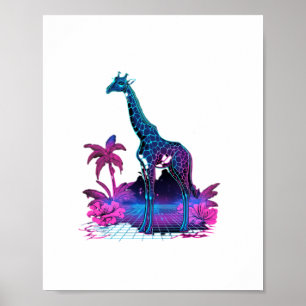 Giraffe Synthwave Vaporwave Konst Poster
