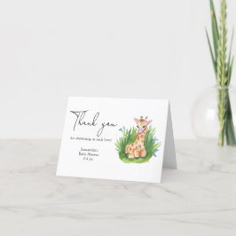 Giraffe - tack för babyduschen kort