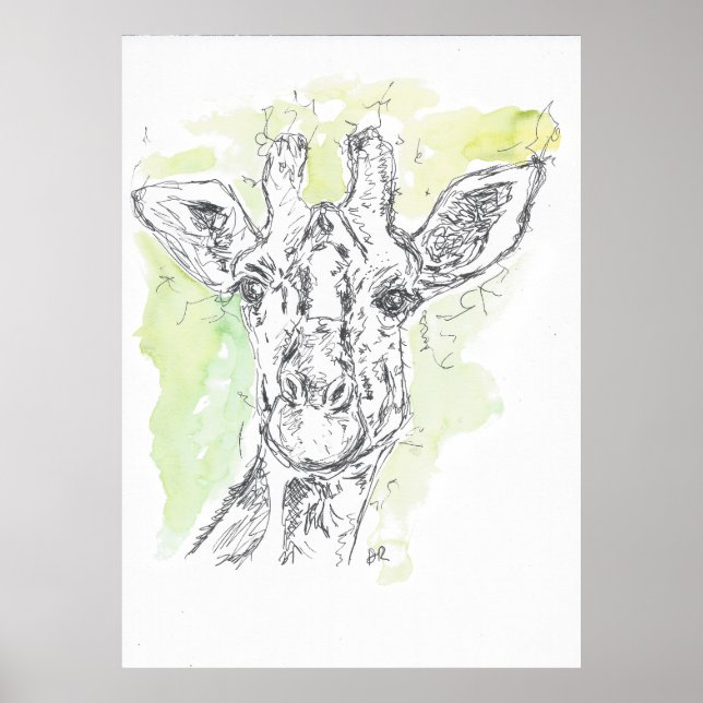 Giraffe teckning. poster (Framsidan)
