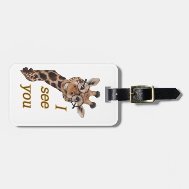 Giraffe.Text.Jag ser dig Bagagebricka (Horisontell Framsida)