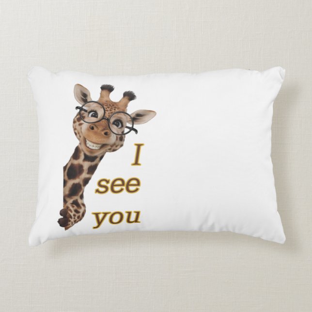 Giraffe.Text.Jag ser dig Prydnadskudde (Framsidan)