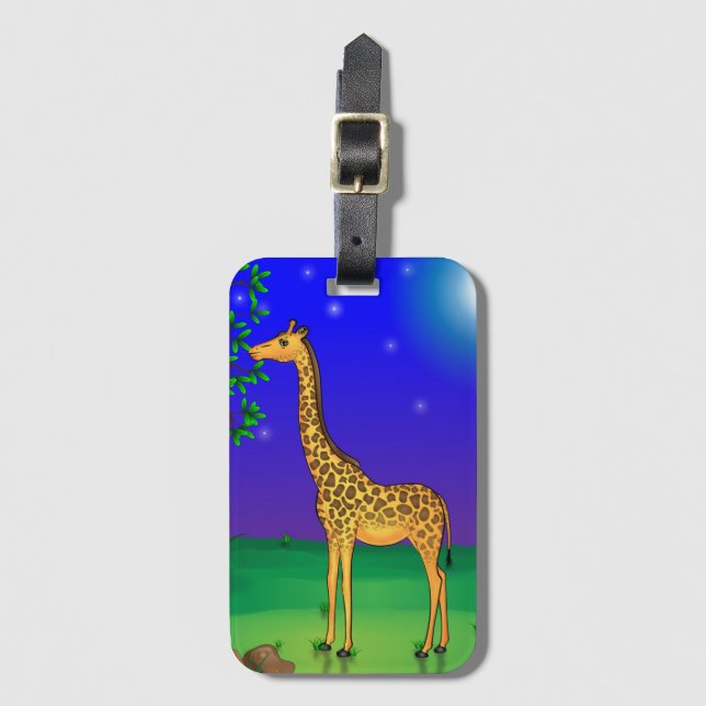 Giraffe Thmet Luggage Tag Bagagebricka (Framsida vertikal)