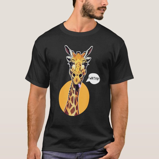 Giraffe Tongue Out What's Up Zoo Animal T Shirt (Framsida)