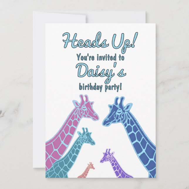 Giraffe Torn Birthday Inbjudningar (Framsida)