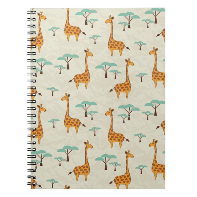 Giraffe träd vintage mönster. anteckningsbok (Framsidan)