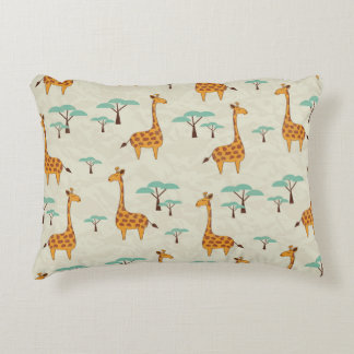 Giraffe träd vintage mönster. prydnadskudde