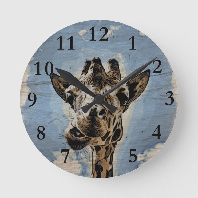 Giraffe-tuggning Rund Klocka (Framsida)