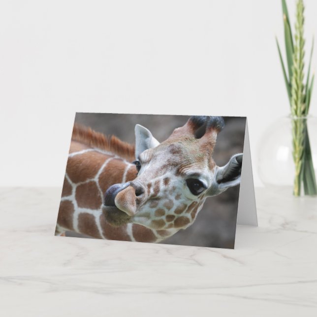 Giraffe Tunga-hälsningskort Kort (Framsida)