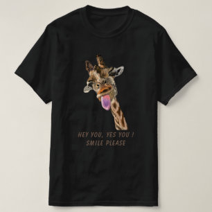 Giraffe Tunga Out and Playful Wink - Smile T Shirt