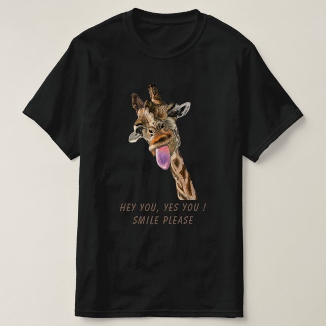 Giraffe Tunga Out and Playful Wink - Smile T Shirt (Design framsida)