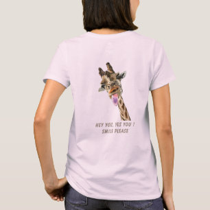 Giraffe Tunga Out och Wink Roligt T-Shirt med text