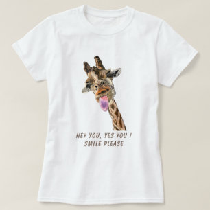Giraffe Tunga ut-uppspelning med Wink-Funny T-Shir T Shirt
