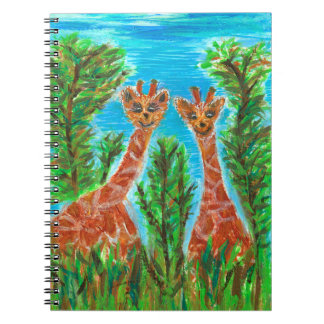 Giraffe Twins – Whimsical Djurkonst Anteckningsbok