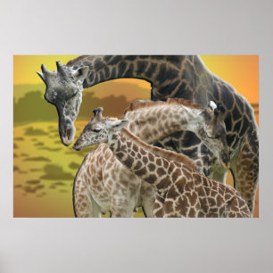 GIRAFFE TWISTER KÄRLEK TRIANGLE FRAMED SKRIV UT POSTER
