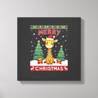 Giraffe Ugly Christmas Sweaters Funny Santa Hat Li Canvastryck