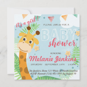 Giraffe vacker roligt Baby Shower Inbjudningar