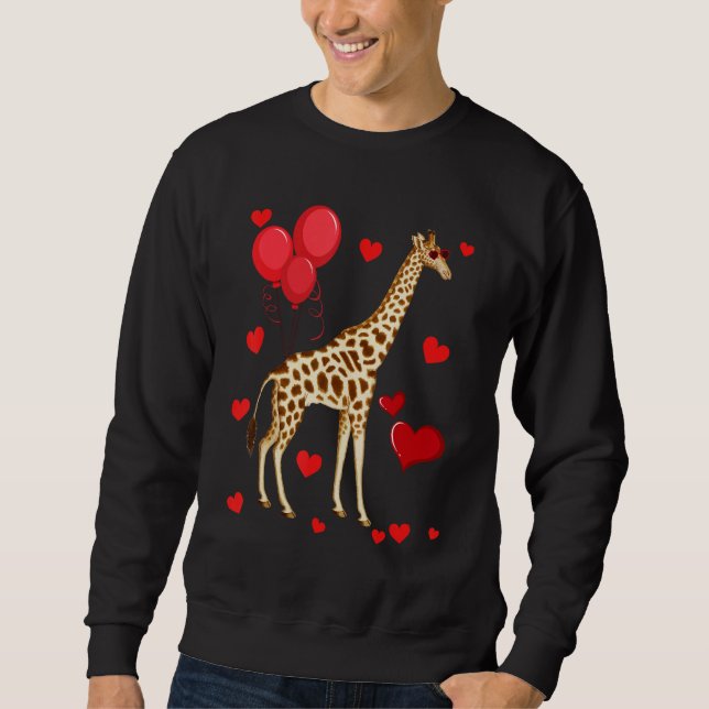 Giraffe Valentine s Day heart Animals Lång Ärmad Tröja (Framsida)