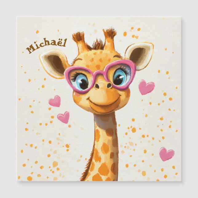 Giraffe Valentine's Day Heart Badge Kids School (Framsida)