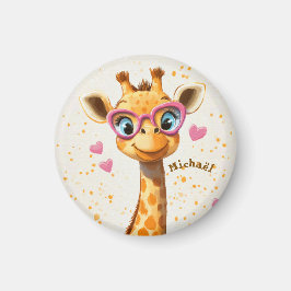 Giraffe Valentine's Day Heart Badge - Kids School  Magnet