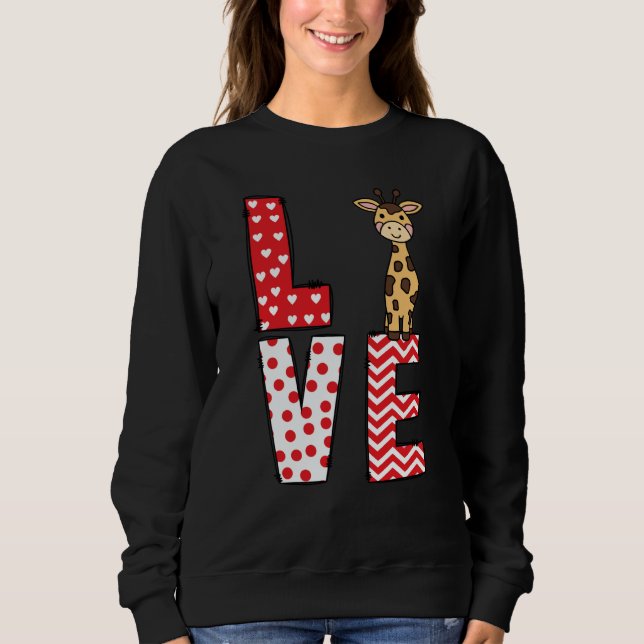 Giraffe Valentines Day Love Valentine Cute Hearts T Shirt (Framsida)