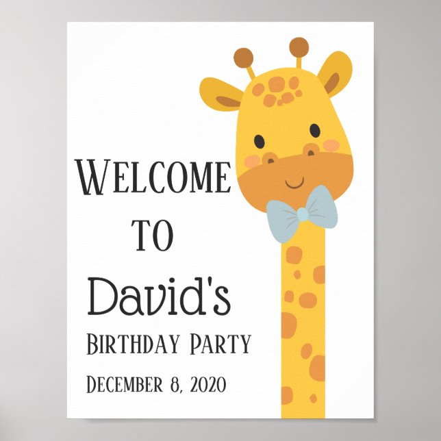 Giraffe , välkomstskylt från party poster (Framsidan)