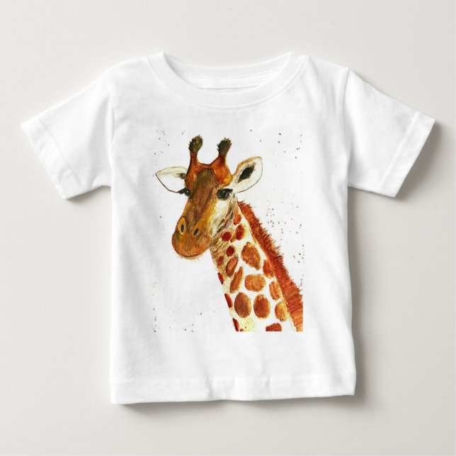 Giraffe vattenfärgsdjur Safari African Jungle T Shirt (Framsida)
