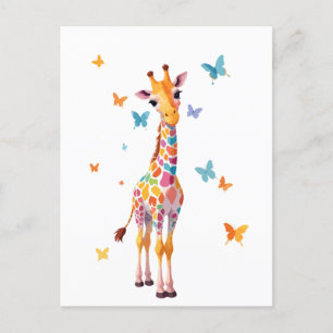 Giraffe Vector Painting Adsible Roligt Animal Play Vykort