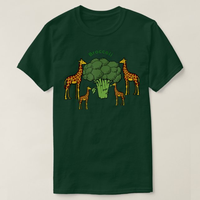 Giraffe Vegetarian Family Eating Broccoli T Shirt (Design framsida)