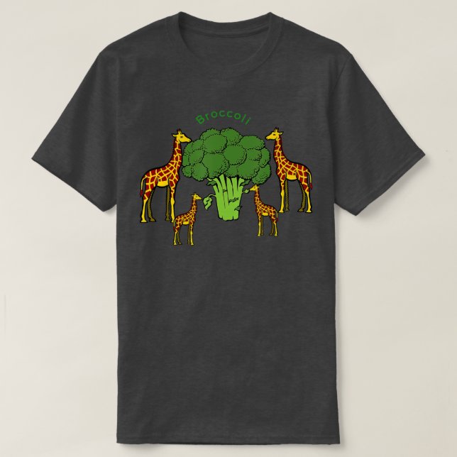 Giraffe Vegetarian Family Eating Broccoli T Shirt (Design framsida)
