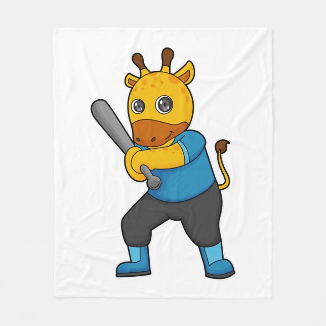 Giraffe vid Baseball med Baseball fladdermus Fleecefilt (Framsidan)