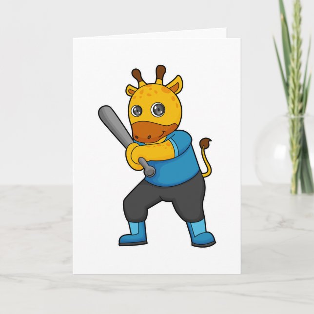Giraffe vid Baseball med Baseball fladdermus Kort (Framsida)