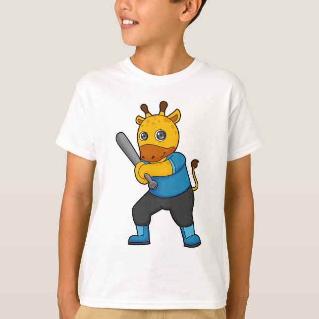 Giraffe vid Baseball med Baseball fladdermus T Shirt (Framsida)