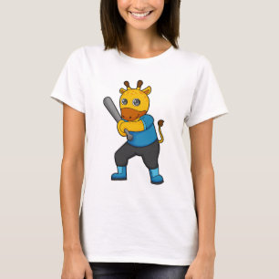 Giraffe vid Baseball med Baseball fladdermus T Shirt