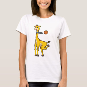 Giraffe vid Basketball med Basketball ring T Shirt