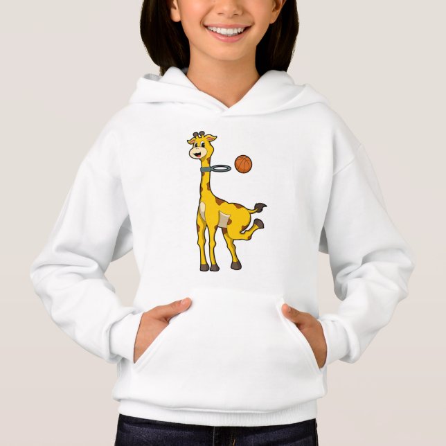 Giraffe vid Basketball med Basketball ring T Shirt (Framsida)
