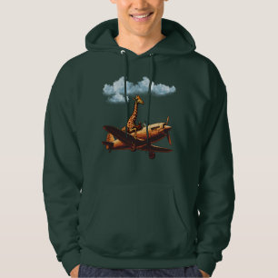 Giraffe vid flygplan hoodie