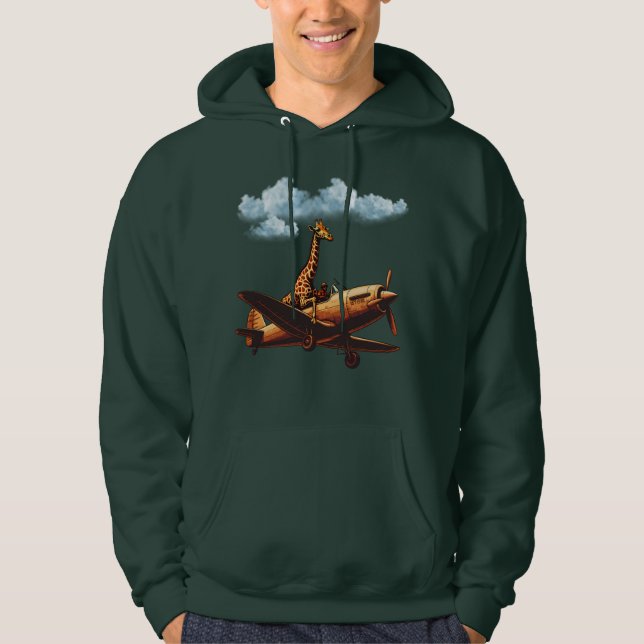 Giraffe vid flygplan hoodie (Framsida)
