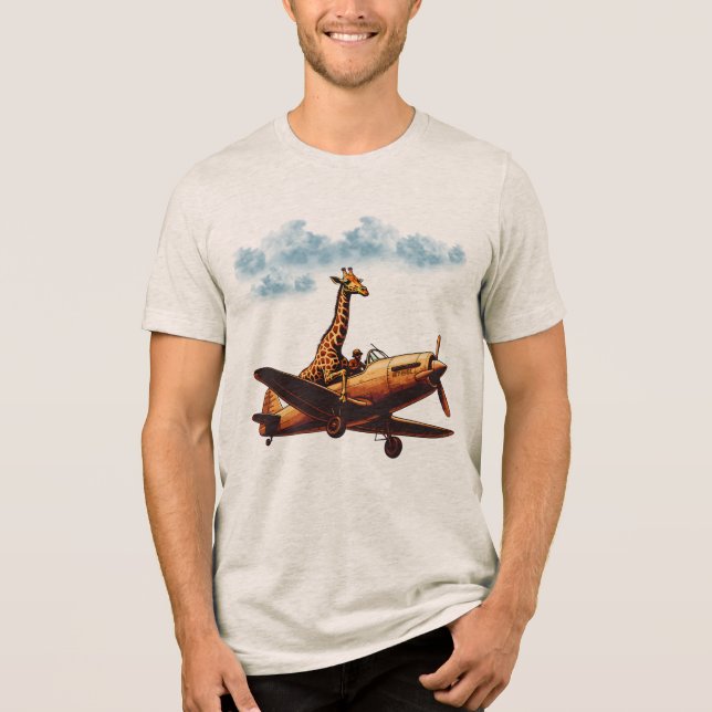 Giraffe vid flygplan t shirt (Framsida)