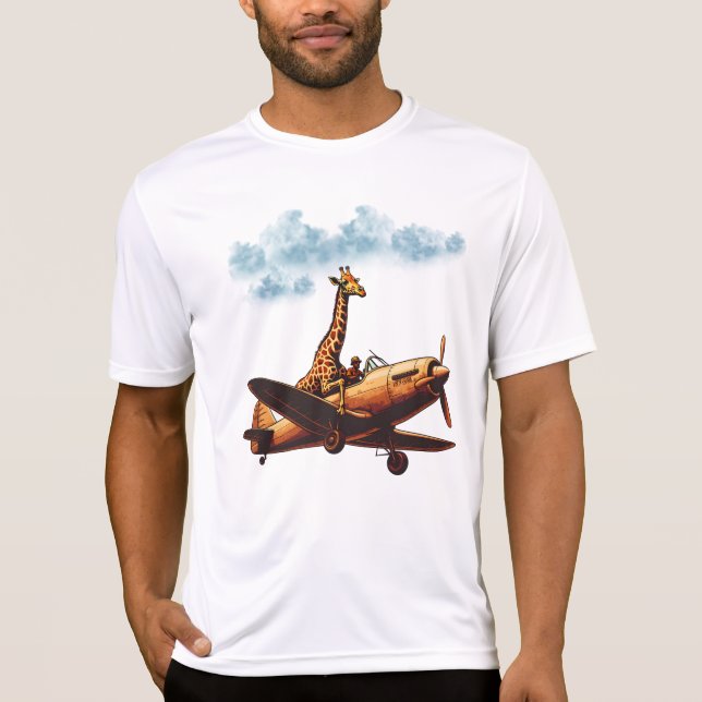 Giraffe vid flygplan t shirt (Framsida)