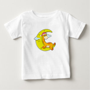 Giraffe vid Sleeping med Måne T Shirt