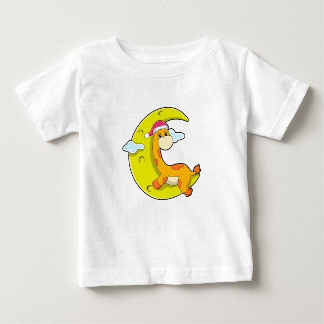 Giraffe vid Sleeping med Måne T Shirt (Framsida)