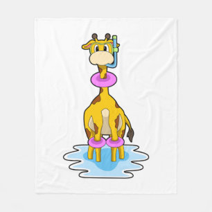 Giraffe vid Swimming med Simma ring Fleecefilt