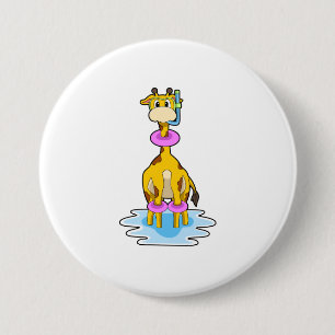 Giraffe vid Swimming med Simma ring Knapp